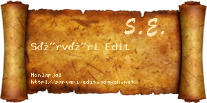 Sárvári Edit névjegykártya